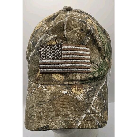 Outdoor Cap Strapback Cap Realtree Edge Camouflage USA Flag Camo Hunting Hat - Picture 1 of 10